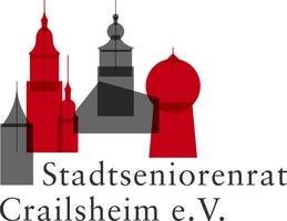 Rote und schwarze transparente Türme der Stadt mit der Schrift darunter: Stadtseniorenrat Crailsheim